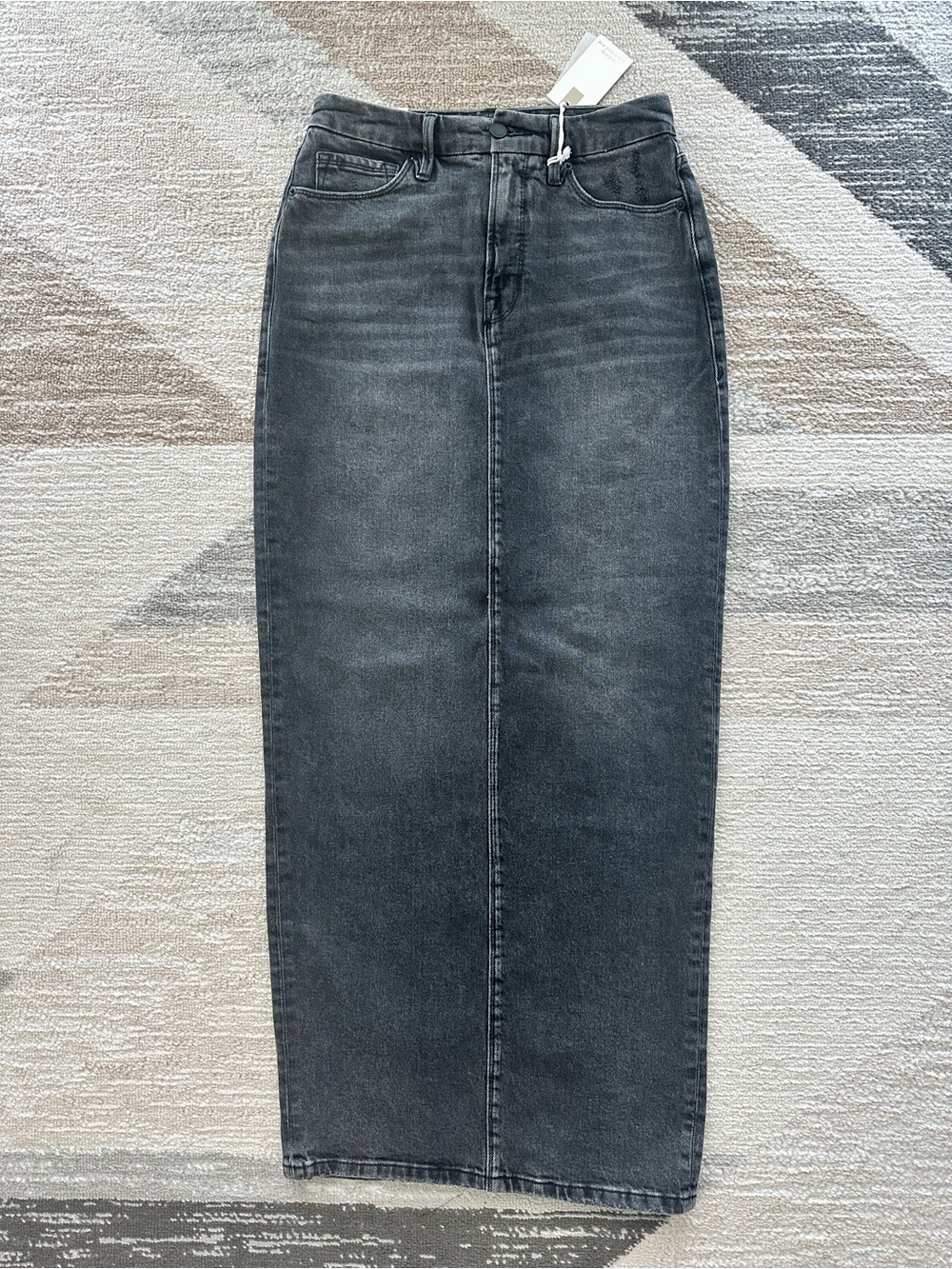 Good American Tube Maxi Denim Skirt in Black 281 Size 6/28 NWT